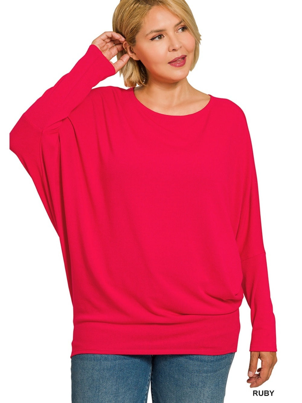 New!Plus Size Plus hacci dolman sleeve boat neck top Size 2X